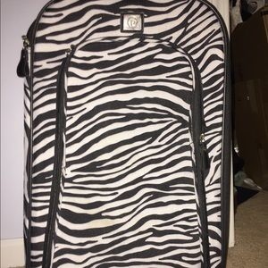 Zebra print rolling luggage